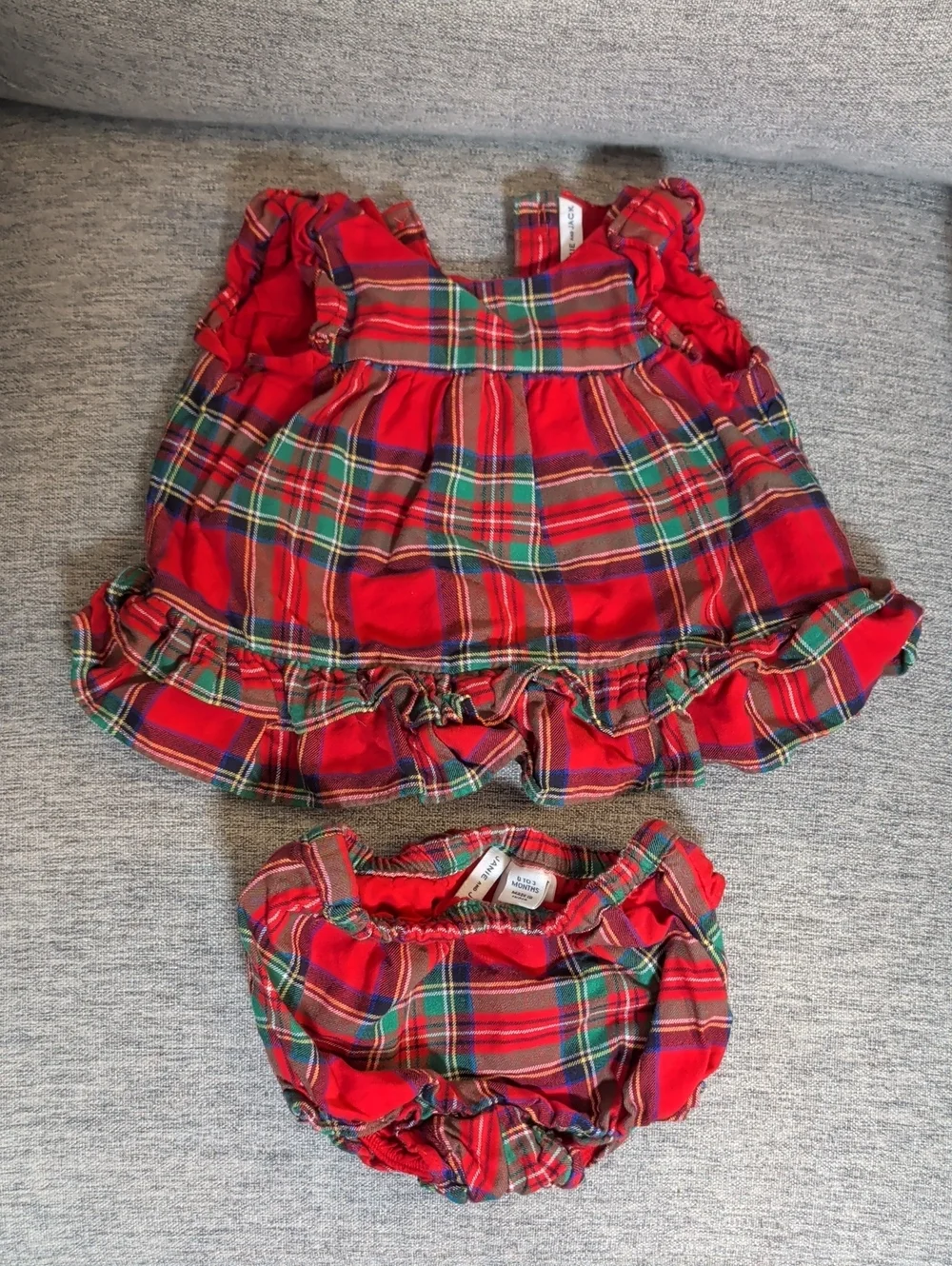 Janie and Jack Red Plaid Dress & Ruffle Diaper Cover Set